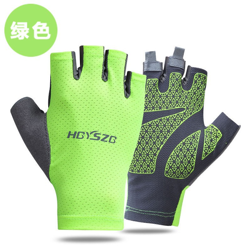 Protección solar medio dedo guantes hielo seda manicura hombres y mujeres delgada primavera y verano transpirable al aire libre equitación guantes de fuga de dedo