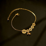 Сексуальный браслет на ногу из нержавеющей стали, брендовый колокольчик, медные монеты, в корейском стиле, простой и элегантный дизайн, золото 750 пробы, популярно в интернете