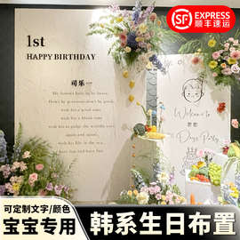 定制韩系宝宝周岁生日布置背景韩式ins风男孩女孩百天宴跨境