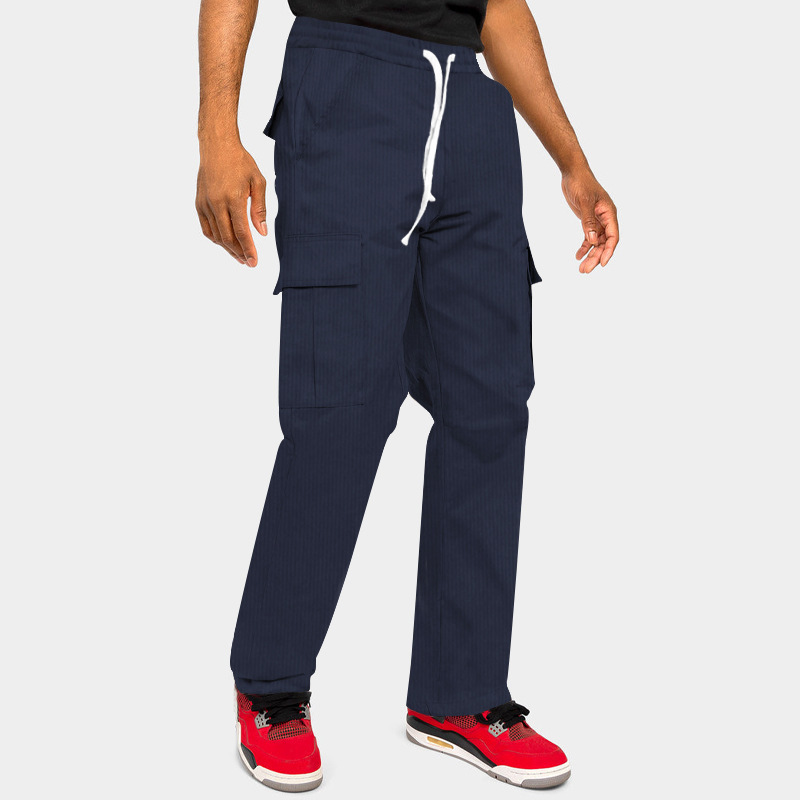 2023 men's summer new tooling corduroy trousers Europe and the United States cross-border loose multi-bag casual straight trousers men_voghion.com