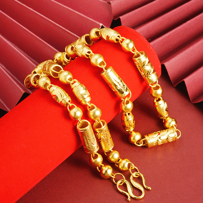 Collar de perlas de oliva de oro de arena vietnamita para hombres, joyas retro chapadas en oro, accesorios Yiwu nuevos productos transfronterizos al por mayor