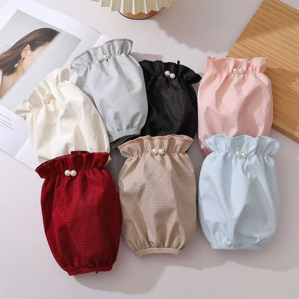 短款防水袖套女士家用防污套袖珍珠护袖可爱成人学生干活套袖新款