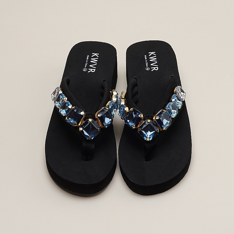 Sparkling Diamond Women's Flip-Flops for Summer 2026 New High-Heeled Sandals for Beach and Outdoor Use, Non-Slip Thong Sandals