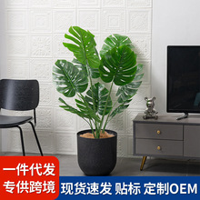 北欧风懒人自吸水花盆与仿真百合竹盆栽现代家居的优雅花盆