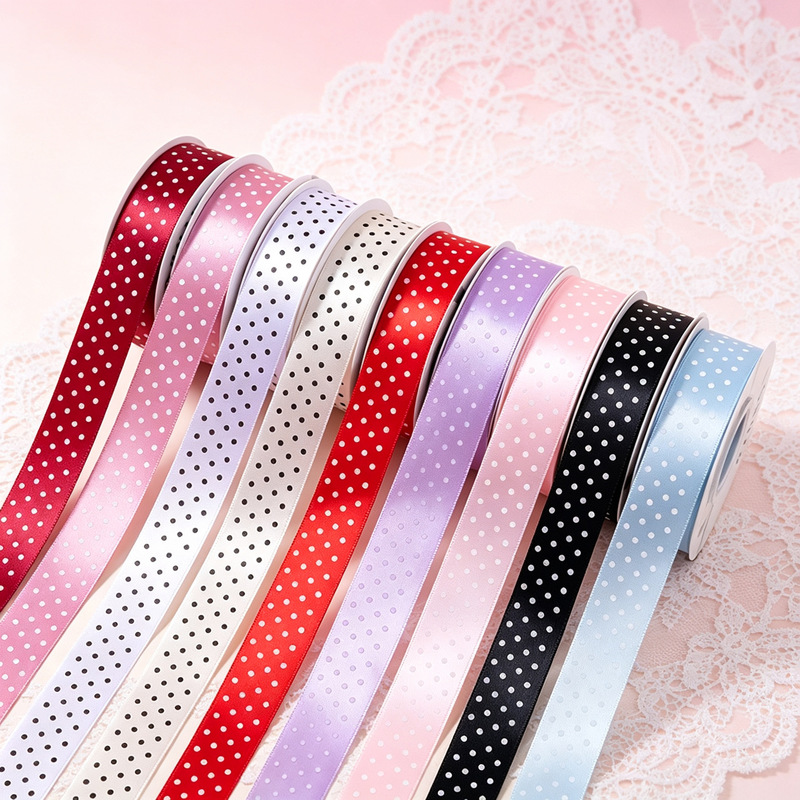 Polka Dot Polyester Ribbon Flower Cake Packaging Ribbon Gift Polka Dot Ribbon Bow Accessories DIY Decoration Polka Dot Polyester Ribbon Flower Cake Packaging Ribbon Gift Polka Dot Ribbon Bow Accessories DIY Decoration