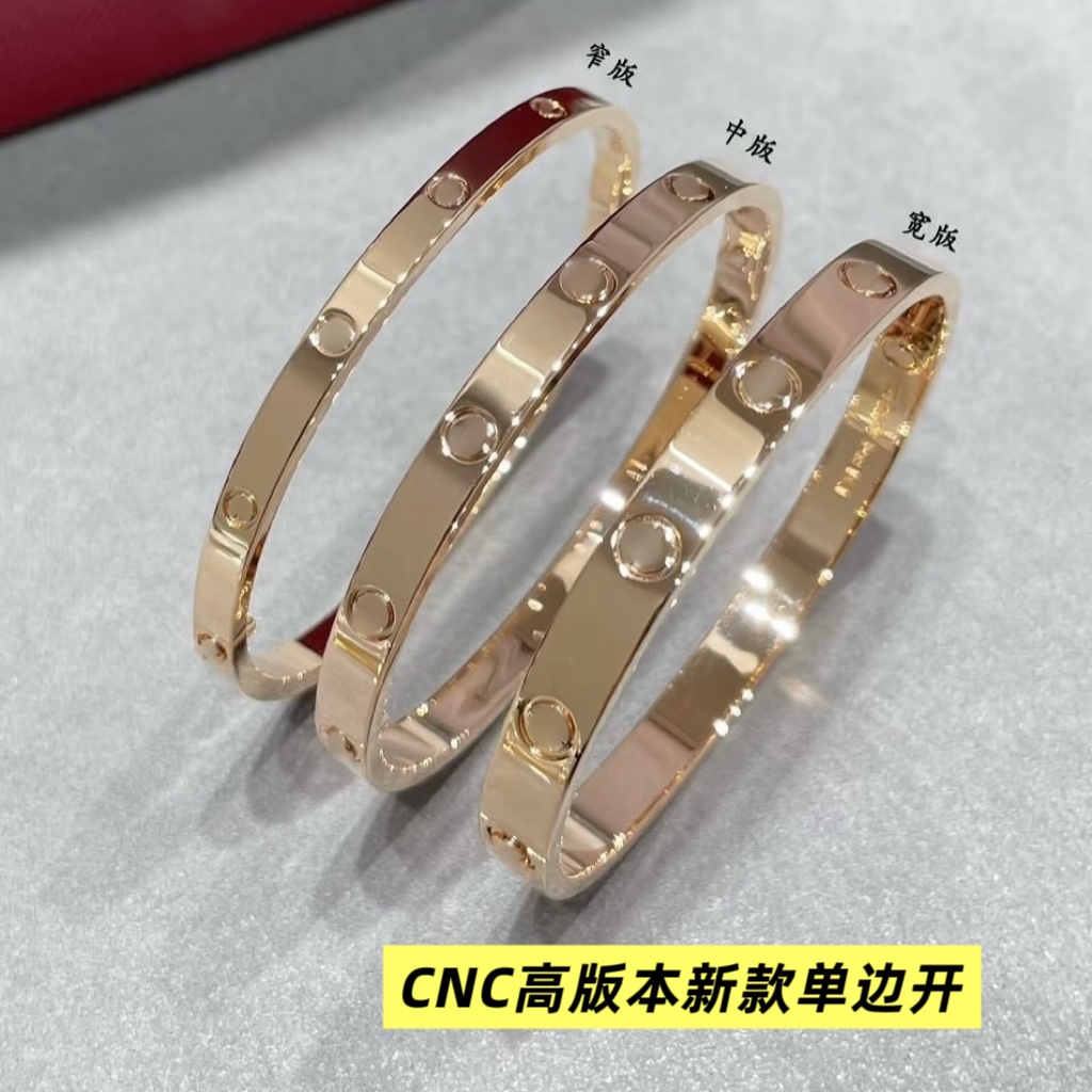 V金CNC精工高版本love手镯窄中宽版女厚镀18K玫瑰金跨境情侣手环