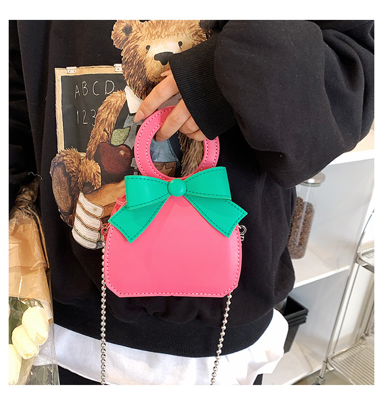 Women's Small Pu Leather Color Block Cute Bowknot Square Magnetic Buckle Handbag display picture 1