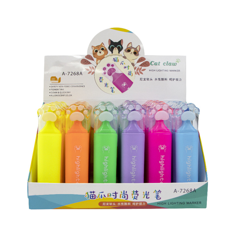 Garra de gato forma protección de los ojos resaltador dibujos animados lindo Super lindo de alto aspecto creativo exquisito macaron color resaltador