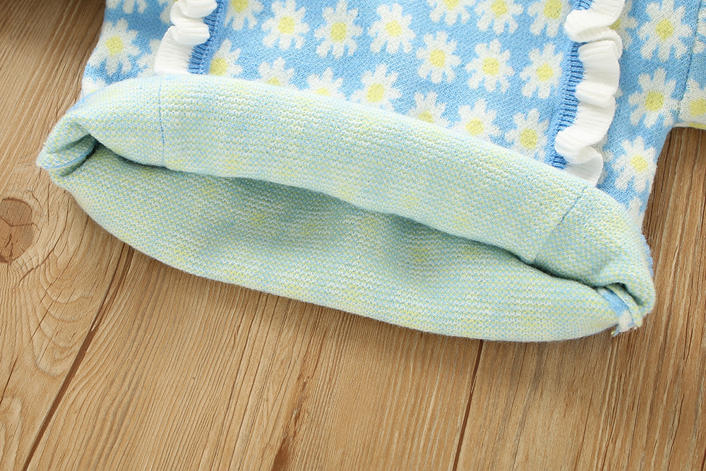 Girls' Sweater Set 2023 Autumn/Winter New Western Korean Edition Women's Treasure Flower Ear Edge Long sleeved_voghion.com