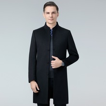 专柜正品高端双面毛呢羊绒大衣男士中长款中年立领羊毛呢风衣外套