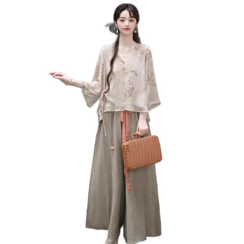 女夏季新款复古中国风禅意改良汉服禅意汉服女装古典组合套装宽松|undefined