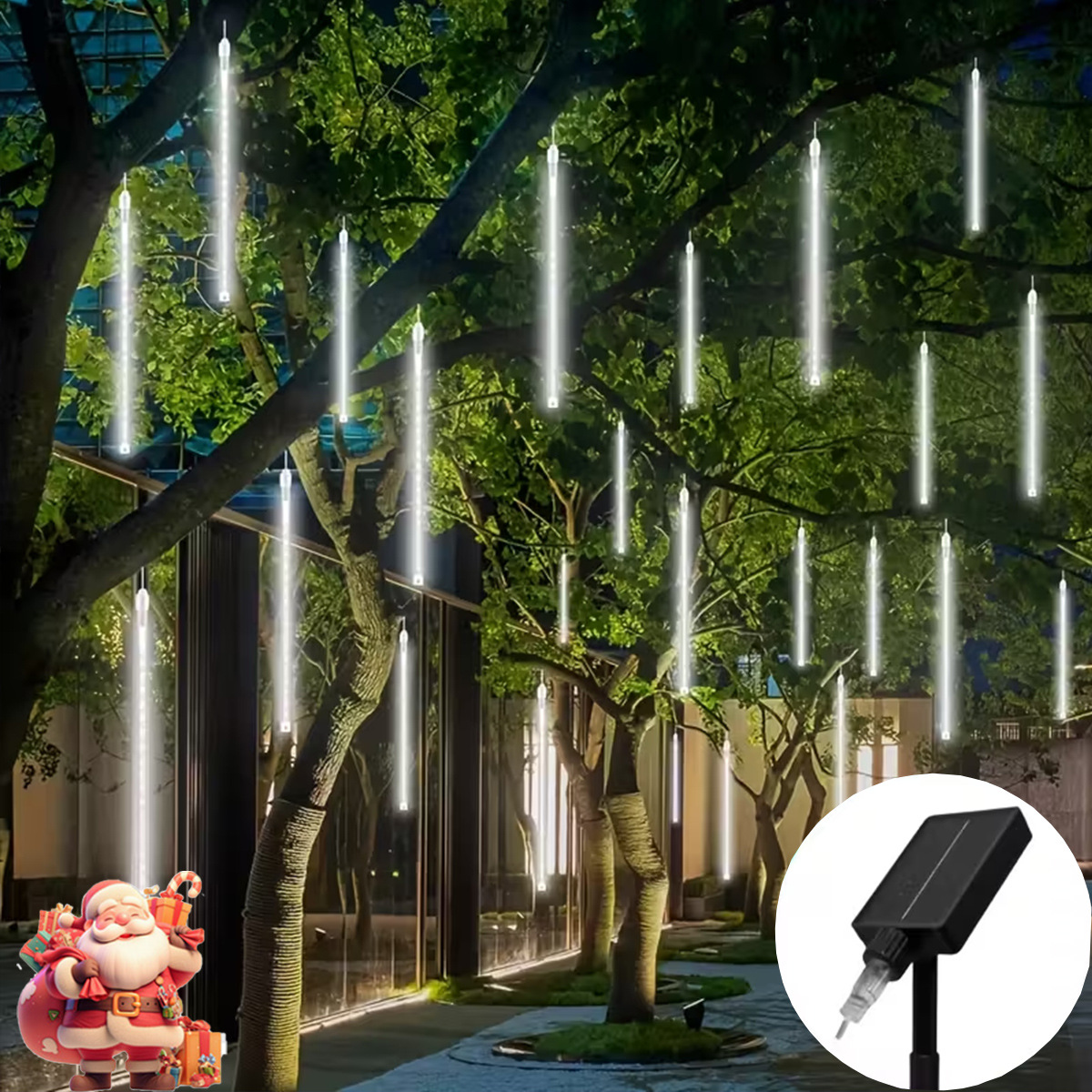 Lluvia de meteoros atmósfera de decoración de vacaciones impermeable pequeña lámpara de lámpara LED parpadeo lámpara de lámpara de árbol colgante lámpara de lámpara de colores al aire libre