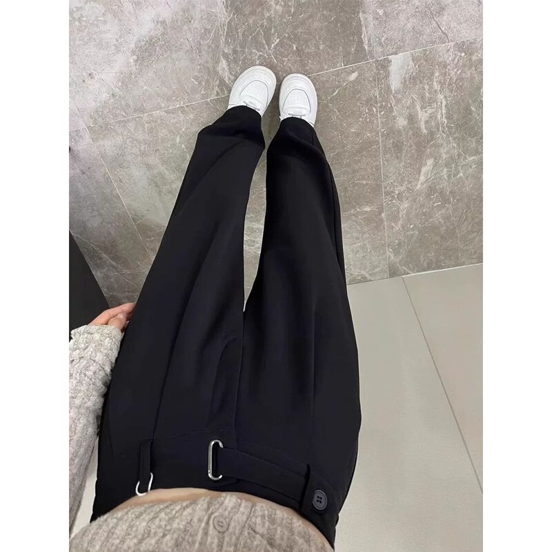 Black Casual Suit Pants for Women, Plus Size, Spring/Summer New Style, High-Waisted, Loose Fit, Hip-Covering, Slimming, Straight Wide-Leg Pants Black Casual Suit Pants for Women, Plus Size, Spring/Summer New Style, High-Waisted, Loose Fit, Hip-Covering, Slimming, Straight Wide-Leg Pants