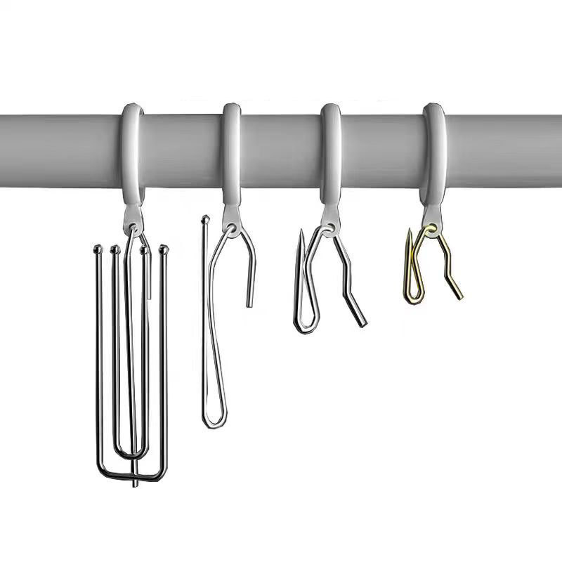 Casual Curtain Hook Four-Claw Hook Korean Pleated Curtain Hook Stainless Steel S Hook Large and Small Pointed Hook S Hook Curtain Hanging Buckle