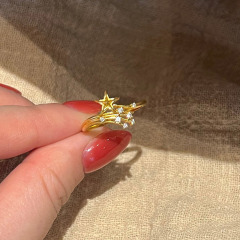 一束烟花轻奢风精致镶钻星星戒指小众高级精致优雅设计感指环配饰