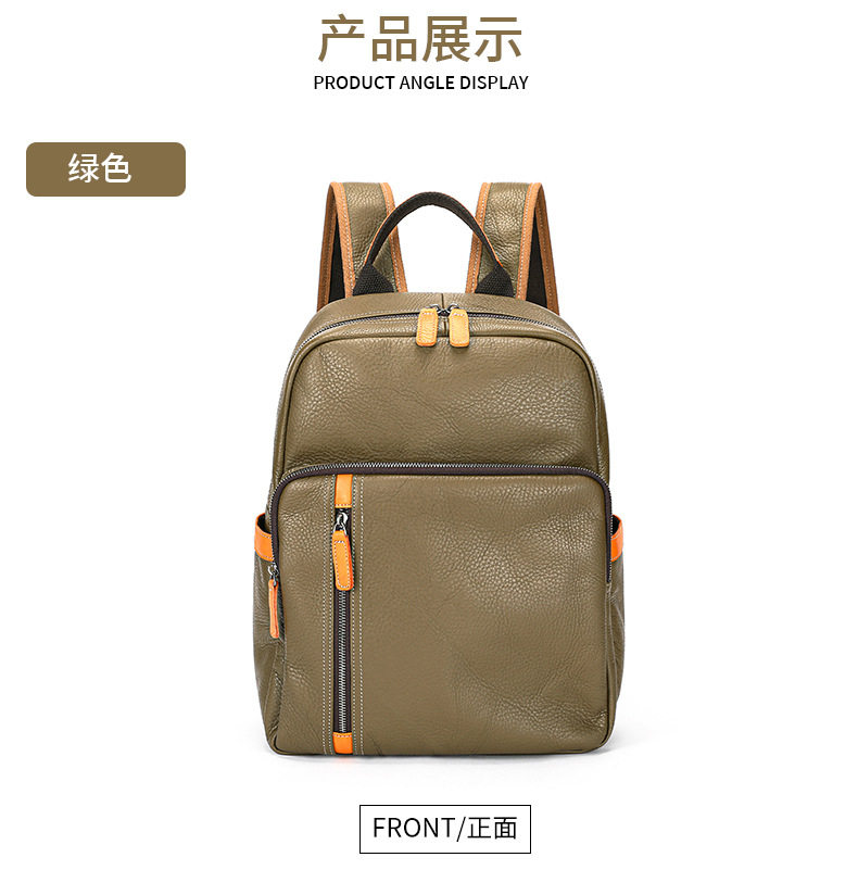 Ba lô da thật Marante đa chức năng thời trang, ba lô laptop công sở nam da bò đi công tác — Màu đen, Xanh ô liu chi tiết 19