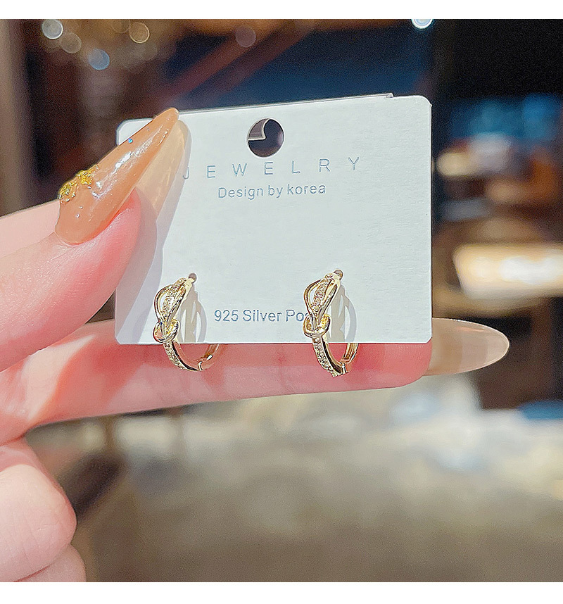 Simple Style Geometric Copper Inlaid Zircon Hoop Earrings 1 Pair