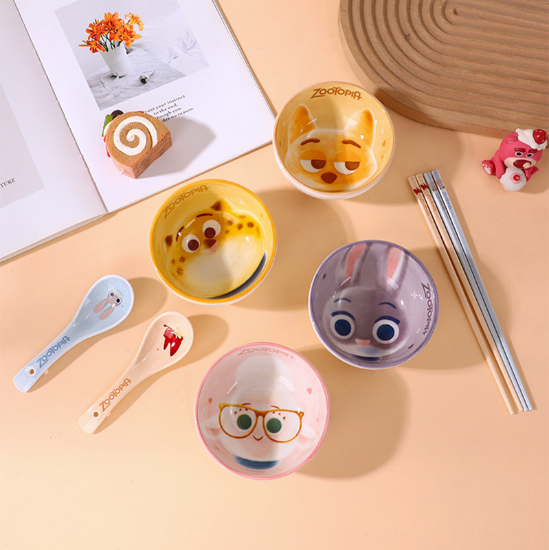 疯狂动物城尼克陶瓷饭碗釉下彩卡通陶瓷碗套装送礼伴手礼生日礼物