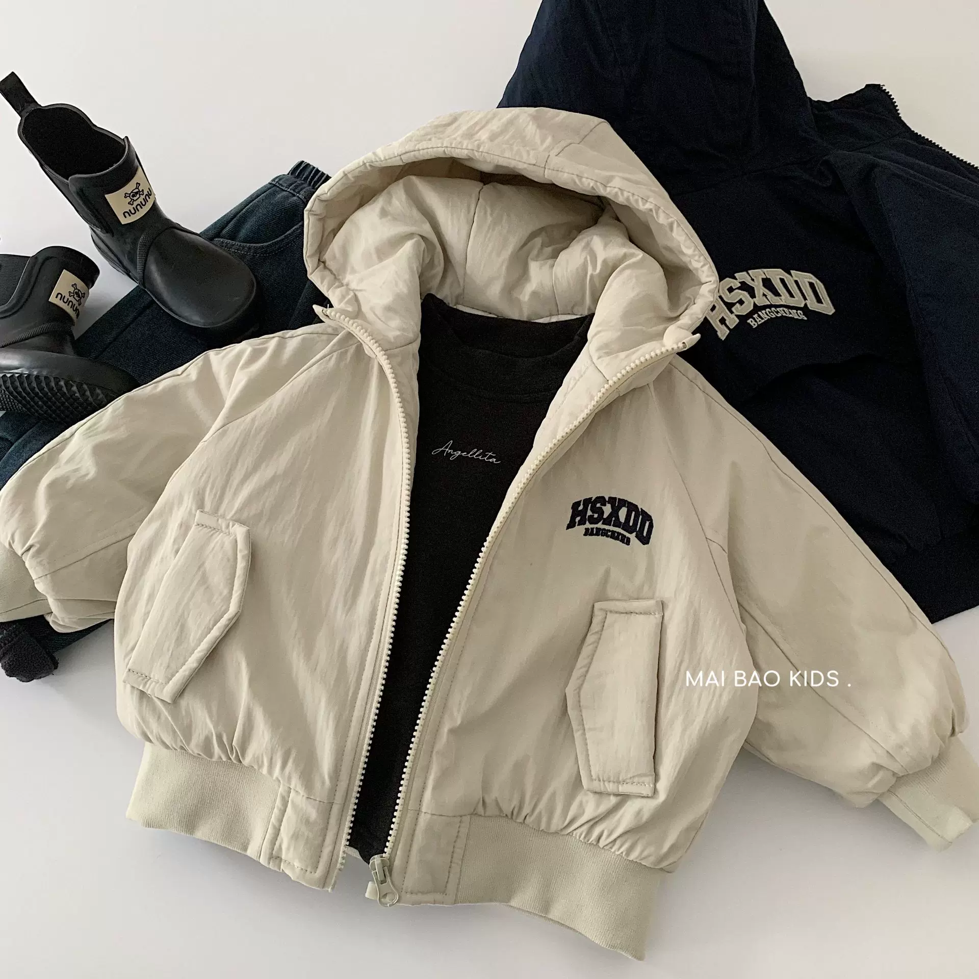 麦宝男童棉服2025冬季新款字母刺绣棉外套中小童棉袄男孩棉衣批发