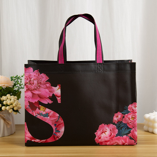 Three-dimensional non-woven coated bag, colorful large shopping bag for shopping mall, clothing store tote bag with logo printing