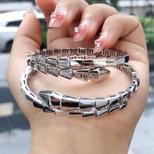 珠宝工厂定制Pt950铂金女款手镯开口弹力蛇形男士白金手环按克卖