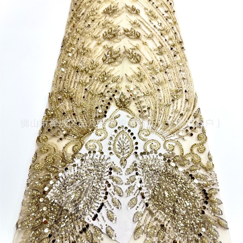 Moda alta francesa vestido de boda vestido de cena vestido de moda encaje tubo bordado tela