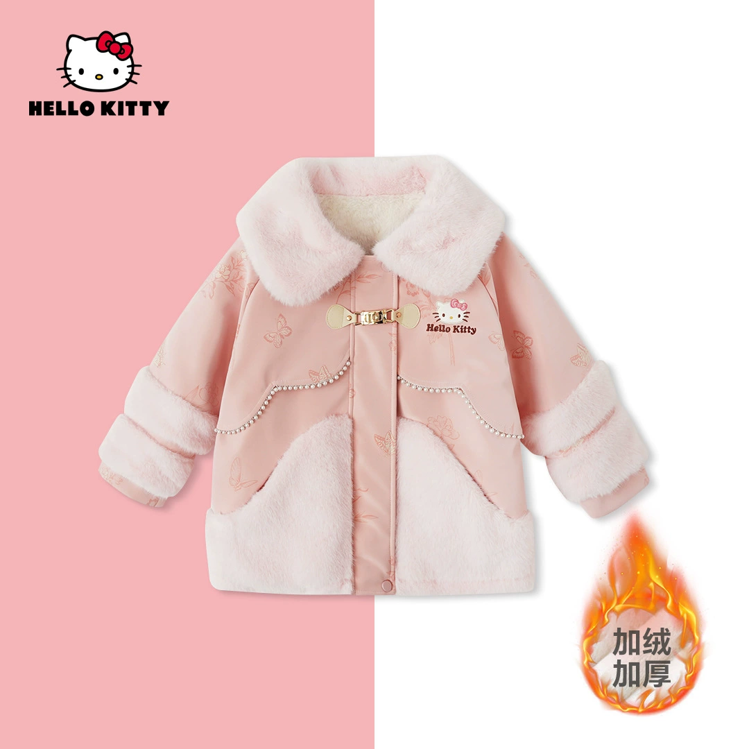 Hello Kitty зимняя флисовая куртка, детская одежда, для подростков