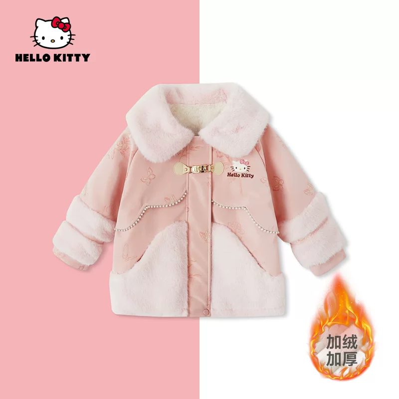 Hello Kitty зимняя флисовая куртка, детская одежда, для подростков