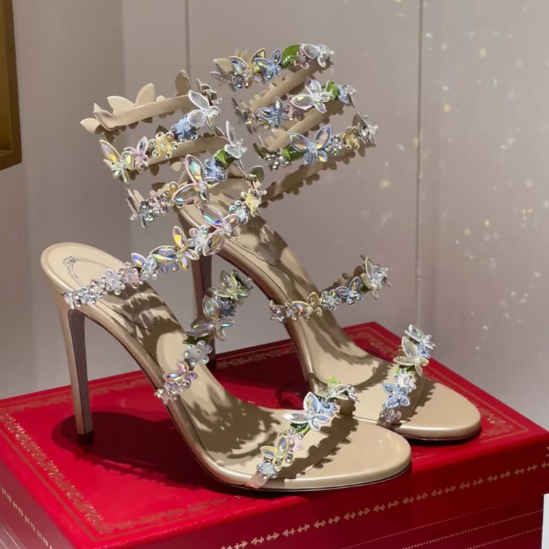 Rc Sandals, French-Style Stunning Rhinestone Flower Butterfly Snake-Shaped Winding High Heels, Fairy-Like Sexy Open-Toe Stiletto Sandals Rc Sandals, French-Style Stunning Rhinestone Flower Butterfly Snake-Shaped Winding High Heels, Fairy-Like Sexy Open-Toe Stiletto Sandals
