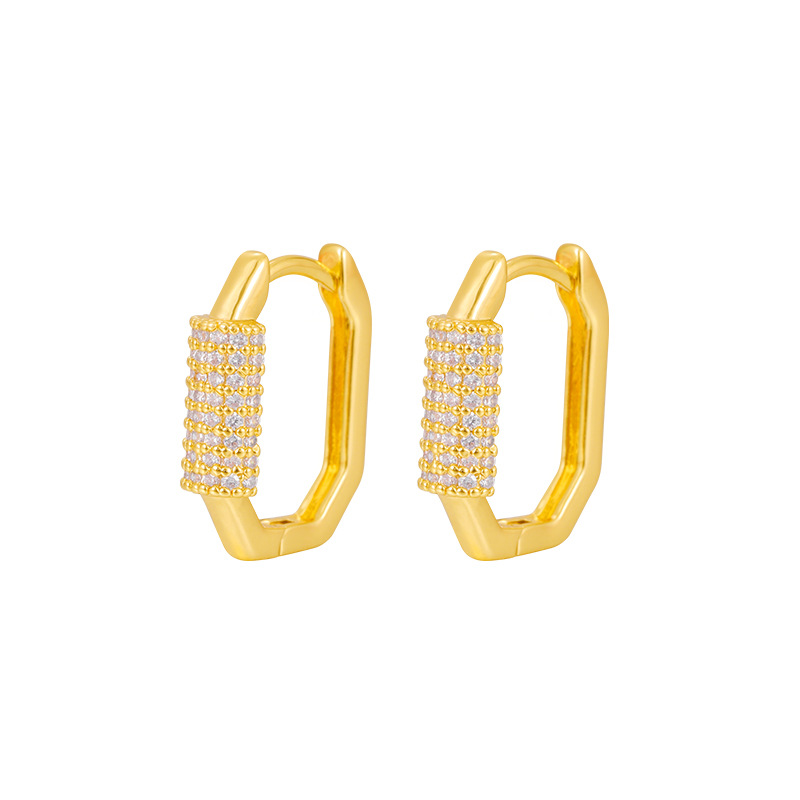 Pendientes de circón simples elegantes pendientes de lujo de luz de mujer joyas de gama alta accesorios de cercanías elegantes moda de seis lados