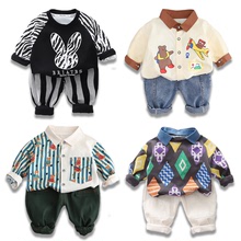 八九十個月周歲男寶寶卡通春季衛衣套裝baby小童兩件套潮外貿批發