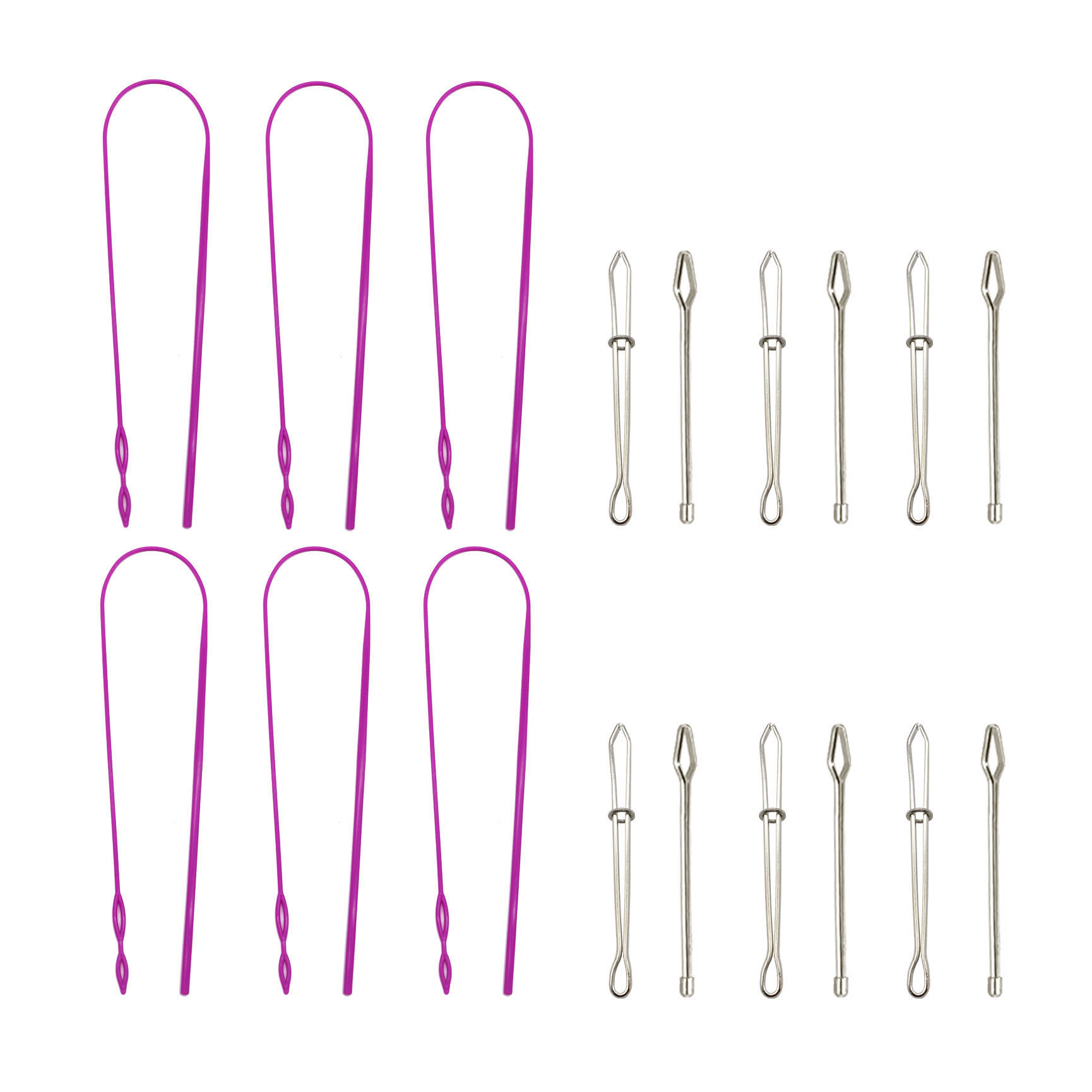 Juego de enhebrador de banda elástica de Amazon, cable de banda elástica de plástico largo, enhebrador de cuerda de doble orificio, clip de cinturón