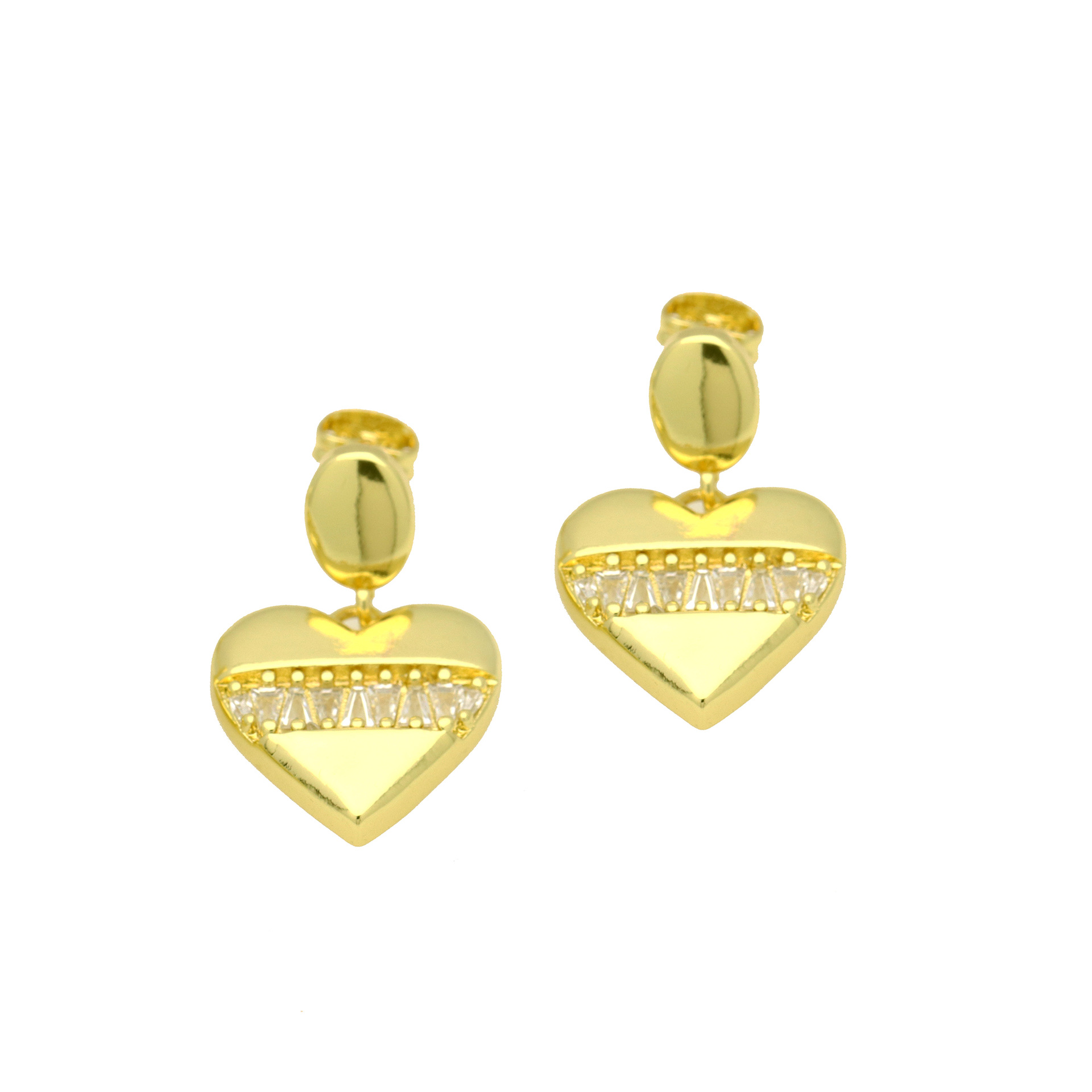 8g Weight Brass Ear Needle Material Zircon Inlay Material Drop Earrings, Ear Studs Classification 1 Pair Quantity Daily, Street Occasion Copper Material Heart Shape Pattern Women's Gender Inlay Design Sweet, IG Style Style 1 Pair Sweet IG Style Heart Shape Inlay Copper Zircon Drop Earrings Ear Studs 7