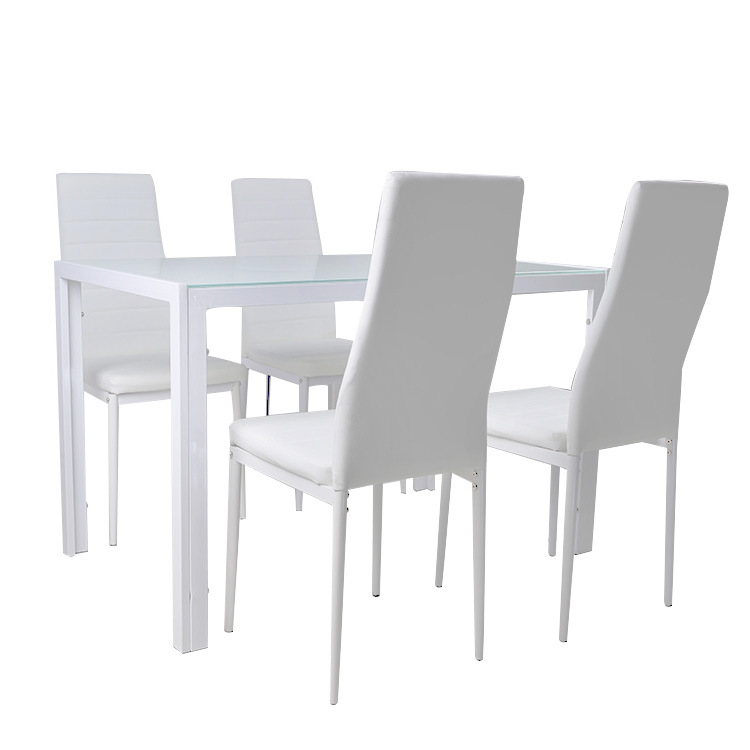 Mesa de comedor de vidrio temperado de lujo crema mesa de comedor casera simple mesa de negociación mesa de comedor de vidrio
