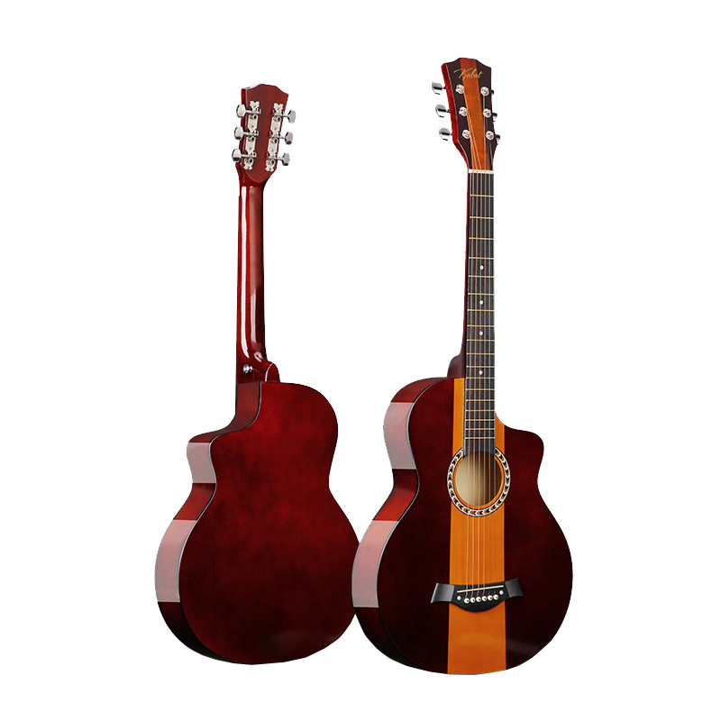 Guitarra al por mayor 38 pulgadas de gran cantidad en stock degradado color madera guitarra principiante práctica piano popular jita Ji