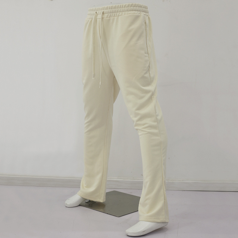 Men's Clothing heavyweight flared drawstring trousers solid color retro slim men's casual trousers trend_voghion.com