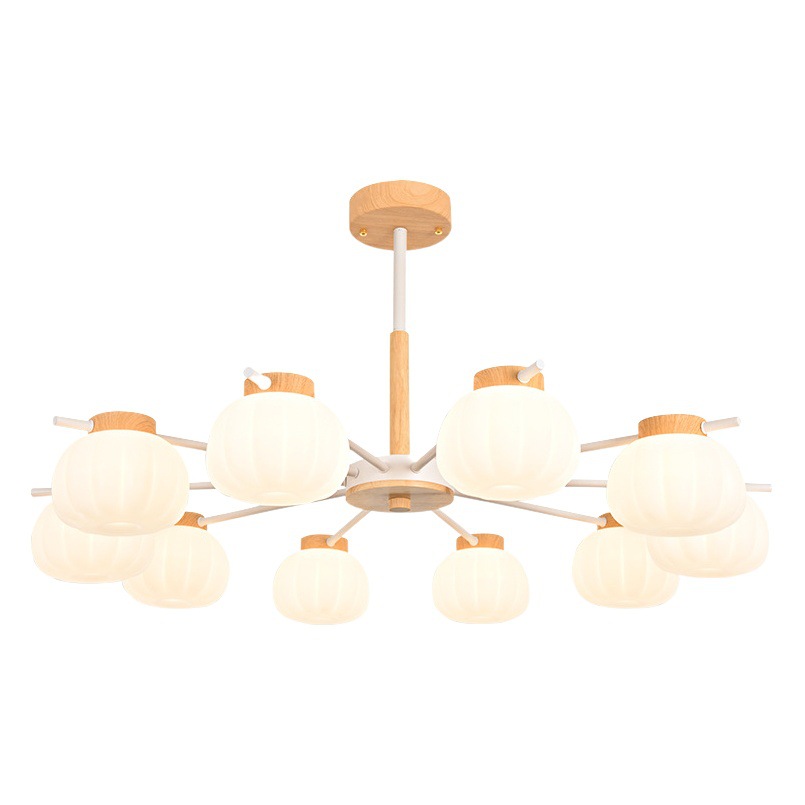 [Seleccionado] Lámpara de araña para sala de estar, iluminación de madera natural, luz principal moderna y minimalista para sala de estar, luz de estilo crema para comedor y dormitorio