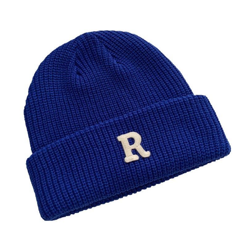 Jesenný a zimný teplý všestranný párový pulóver vlnená čiapka Pletená čiapka s písmenom R_voghion.com