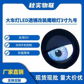 汽车眨眼灯新款动态恶魔眼大车灯 LED透镜改装鹰眼灯 九号车改装