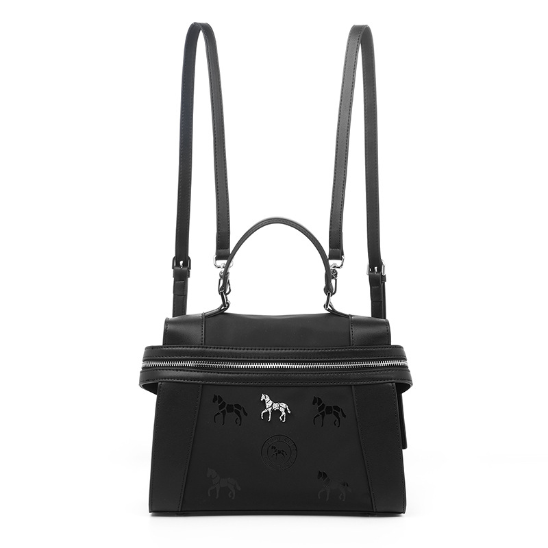 Casual bolso de tela de nylon impresión negra alta mochila multipropósito cremallera estilo de negocios LP7240#