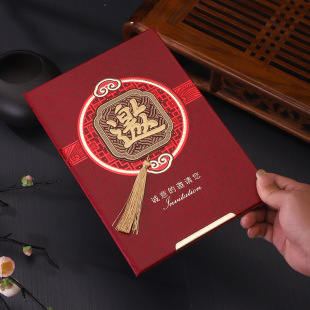 Chinese Hard Shell Invitation Bronzing Business Invitation Personalized Anniversary Invitation Card Red Blessing Commemorative Card Set