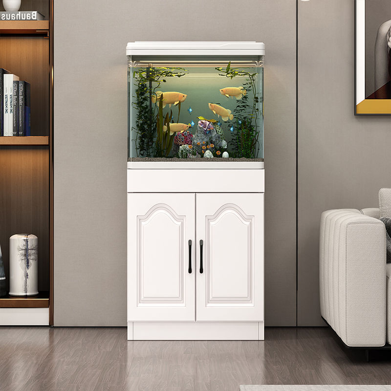 鱼缸一体柜带隔层家用落地中型热弯免换水桌面造景玻璃生态水族箱|undefined