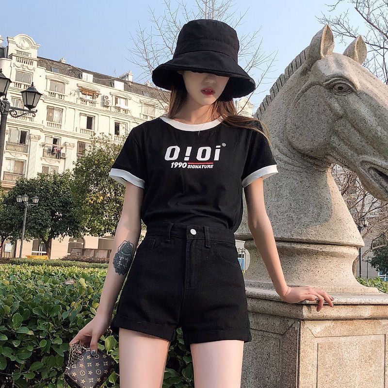 夏季白色薄款牛仔短裤女学生翻边高腰宽松显瘦a字百搭热裤子气质|undefined