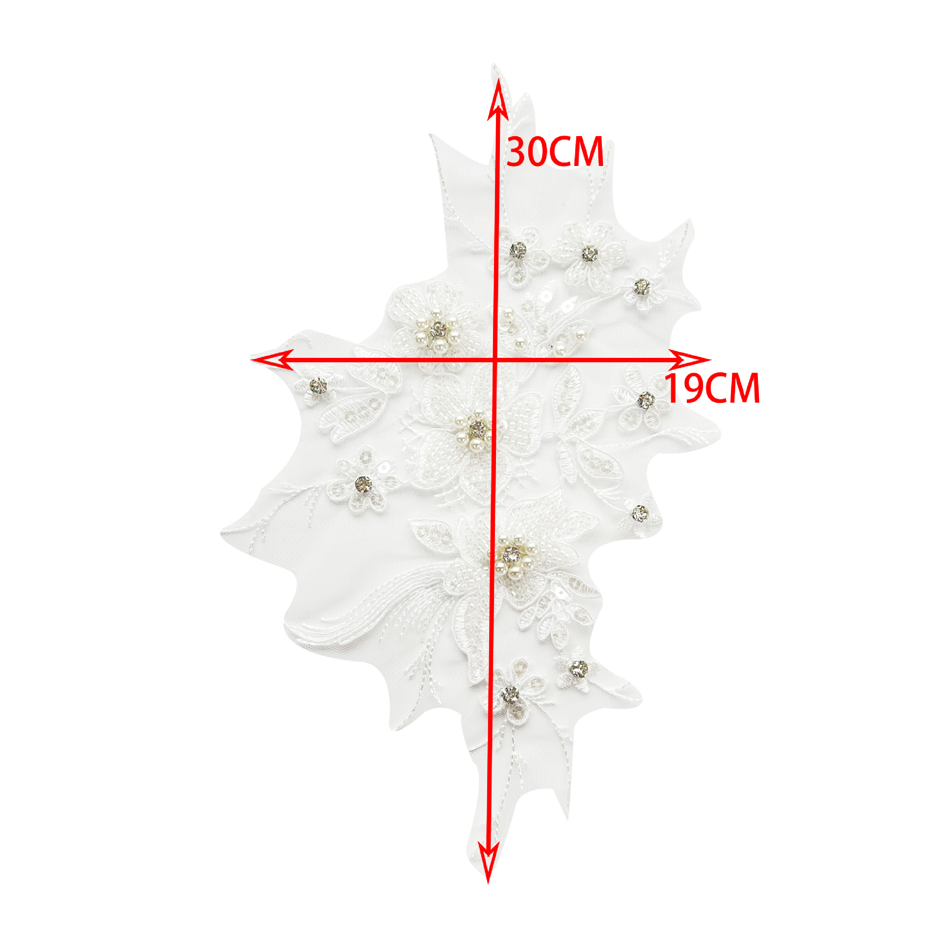Flor blanca estereoscópica bordada de perlas en flor pegatinas de tela vestido de boda vestido de espectáculo vestido de decoración accesorios de calcomanías image 5