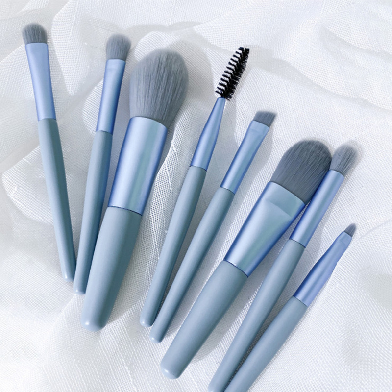 Macaron 8 Mini Makeup Brush Matte Soft Hair Portable Powder Blush Eyebrow Brush Full Set of Short Handle Makeup Brush