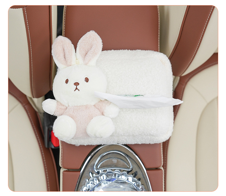 Car tissue box lambswool cute cartoon car chair back tissue pumping creative multifunctional decorative car supplies