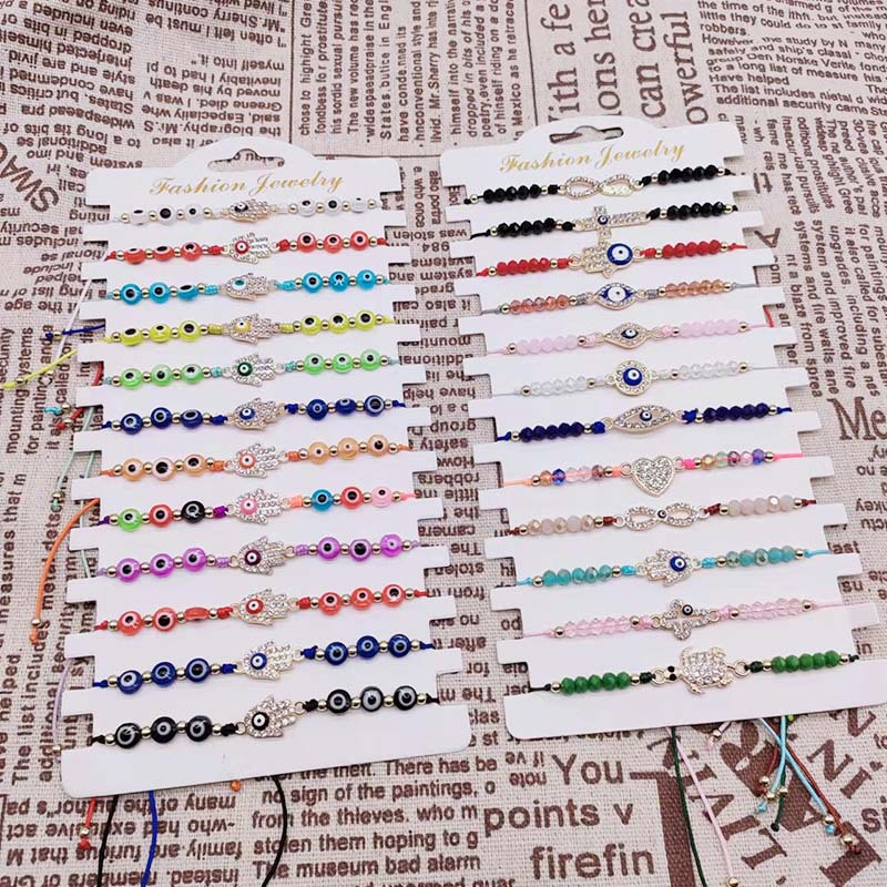 Ethnic Style Devilu0027S Eye Palm Alloy Enamel Crystal Rhinestones Unisex Bracelets 1 Set