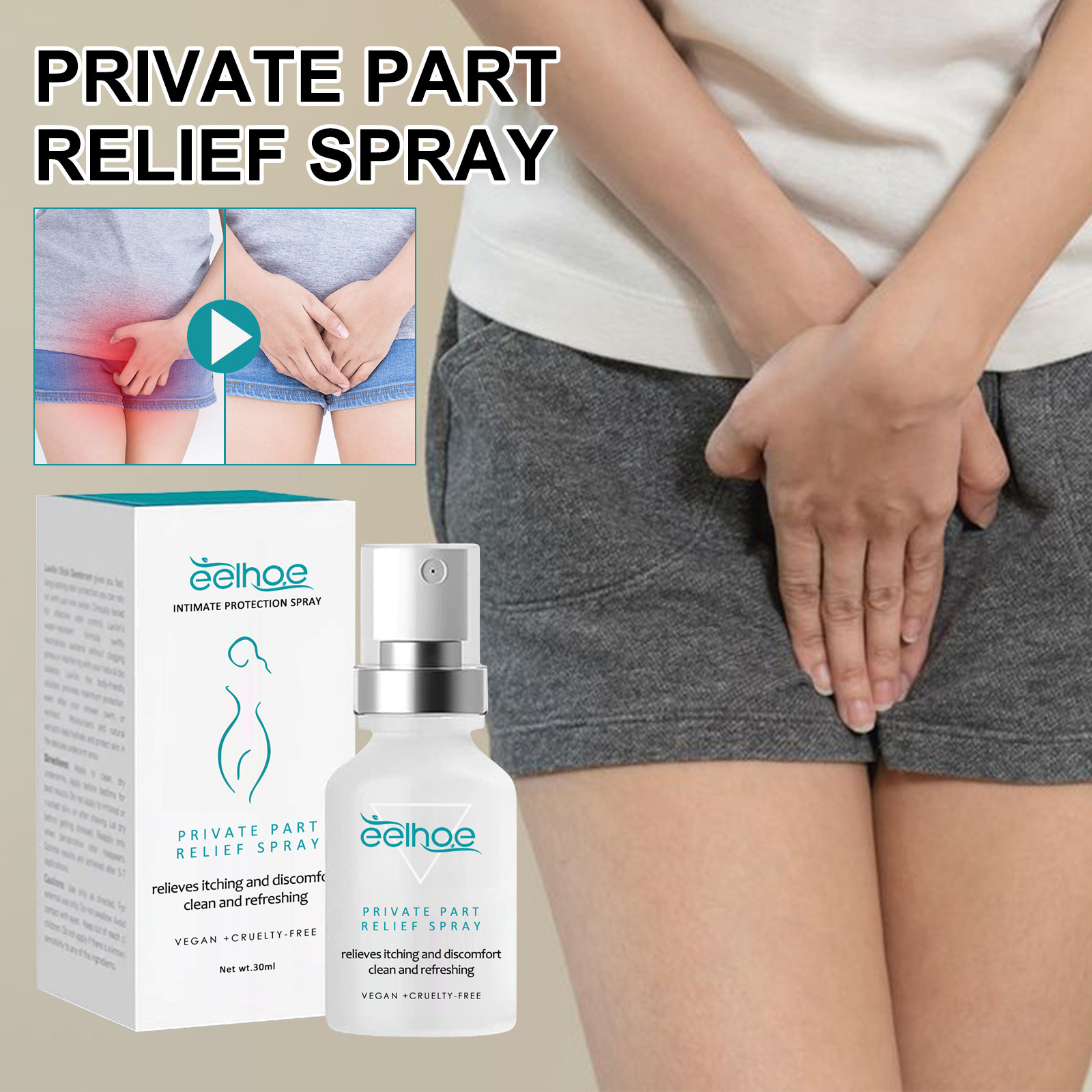 EELHOE Női Bőrápoló Spray a viszketés és kellemetlen érzés enyhítésére, a testszag megszüntetésére és a női bőr gyengéd ápolására_voghion.com