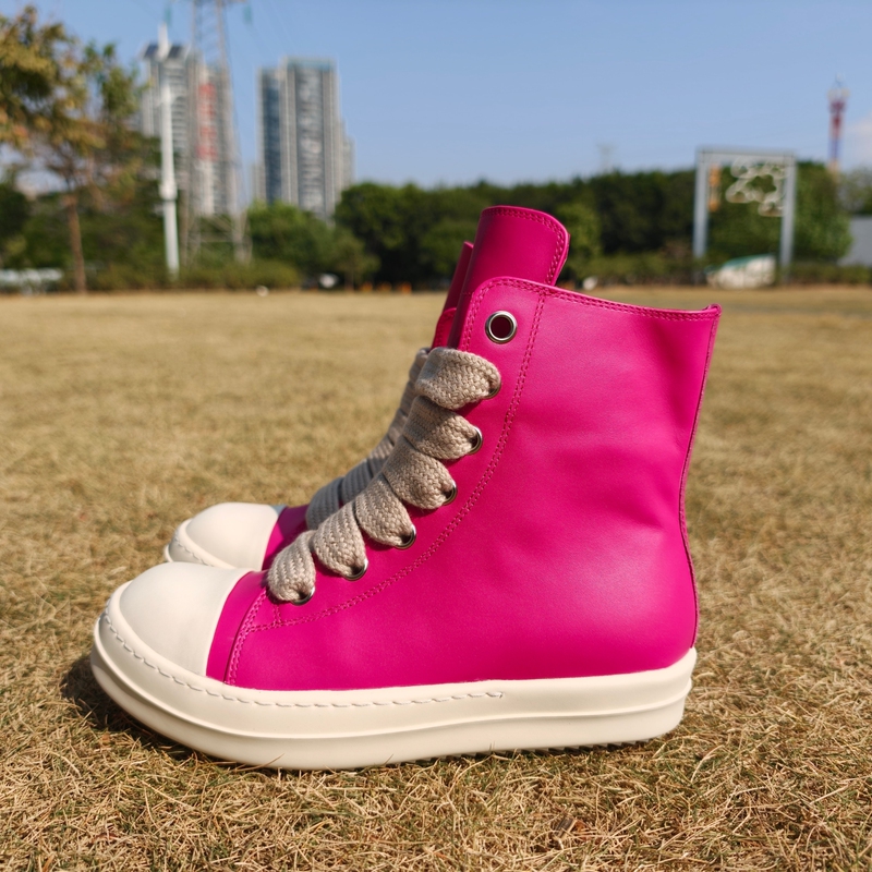 2025 New Ro Style High-Top Genuine Leather Sneakers for Men and Women, Rose Red Thick-Soled Lace-Up Couple Trendy Shoes, Genuine Leather Fashion Versatile Shoes 2025 New Ro Style High-Top Genuine Leather Sneakers for Men and Women, Rose Red Thick-Soled Lace-Up Couple Trendy Shoes, Genuine Leather Fashion Versatile Shoes