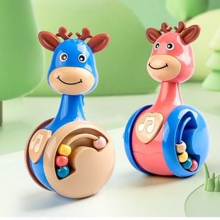 Sliding deer tumbler baby soothing puzzle early education 0-3 years old baby learning crawling children's toys wholesale